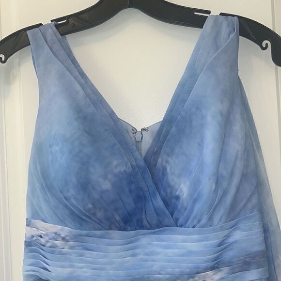 NEW TERI JON by Rickie Freeman Watercolor Floral Midi-dress in Light Blue NWT - Picture 11 of 16